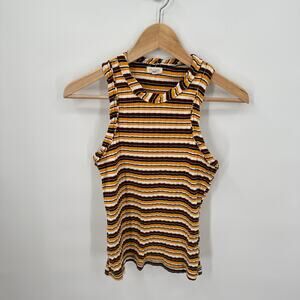 ANTHROPOLOGIE Pilcro High Neck Racerback Striped Tank // S